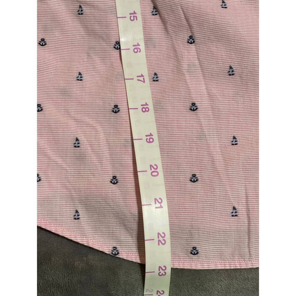 Talbots SZ Small Petite Pink Long Sleeve Button Up Dress Shirt Striped Nautical - Picture 6 of 8